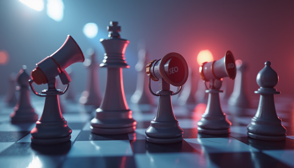 A chessboard where startups use digital marketing tools to outmaneuver competitors.