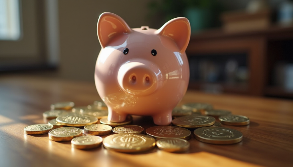 A piggy bank filled with cost-effective digital marketing strategies for startups.