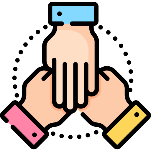 A diverse group of hands in various skin tones come together in a gesture of collaboration, symbolizing teamwork and partnership.