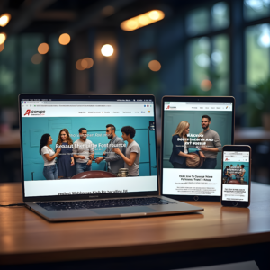 Responsive website design showcasing digital marketing strategies across multiple devices
